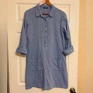 Velvet Revolve Chambray Mini Shirt Dress 100% Cotton Patch Pockets Oversized